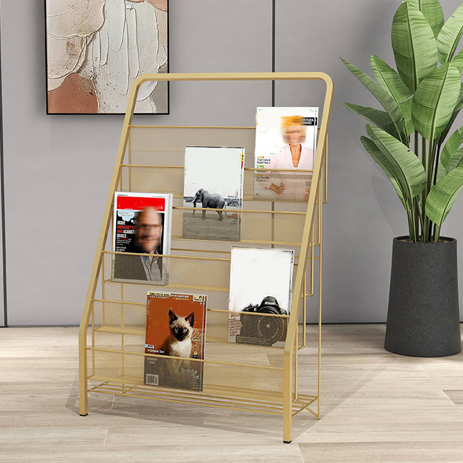 Scandinavian Ladder Bookcase Metal Closed Back Bookshelf for Home Office