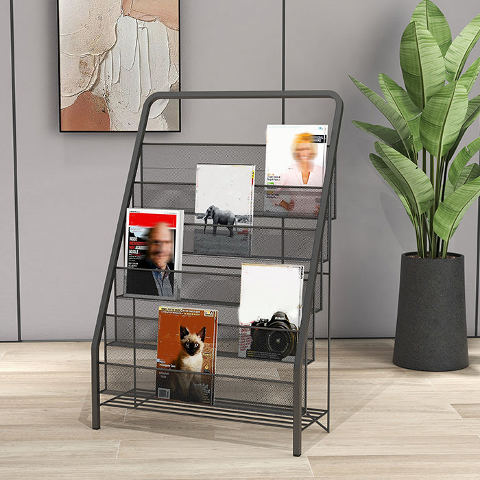 Scandinavian Ladder Bookcase Metal Closed Back Bookshelf for Home Office