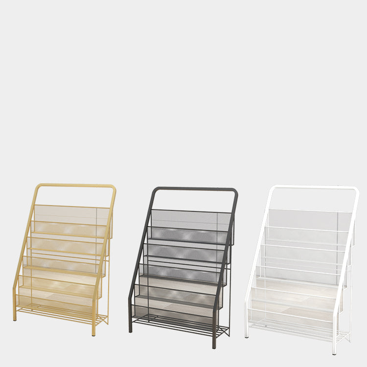 Scandinavian Ladder Bookcase Metal Closed Back Bookshelf for Home Office