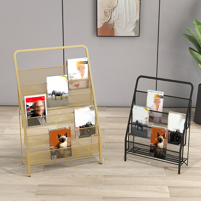 Scandinavian Ladder Bookcase Metal Closed Back Bookshelf for Home Office