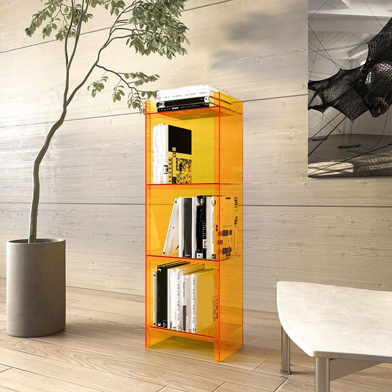 Glam Style Acrylic Standard Bookcase Vertical Closed Back Bookshelf