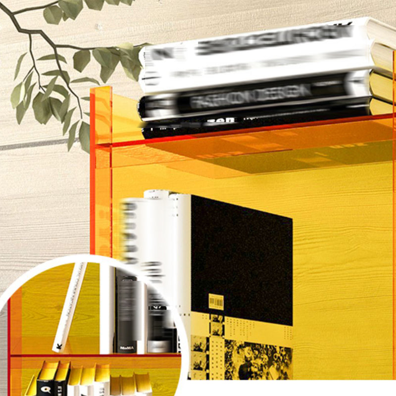 Glam Style Acrylic Standard Bookcase Vertical Closed Back Bookshelf