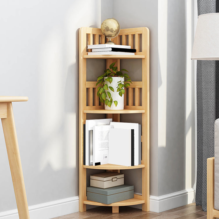 Modern Style Corner Bookshelf Solid Wood Shelf Bookcase for Home