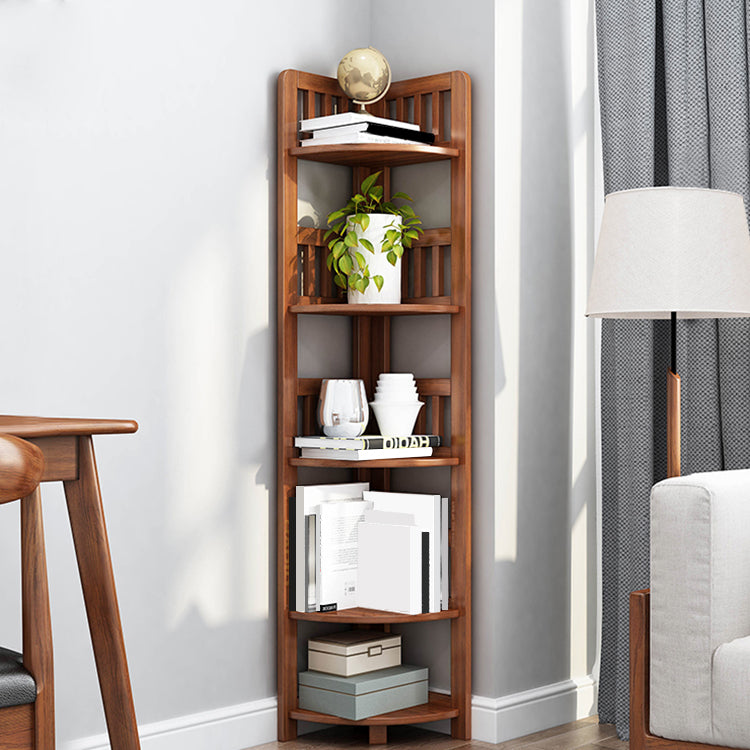 Modern Style Corner Bookshelf Solid Wood Shelf Bookcase for Home