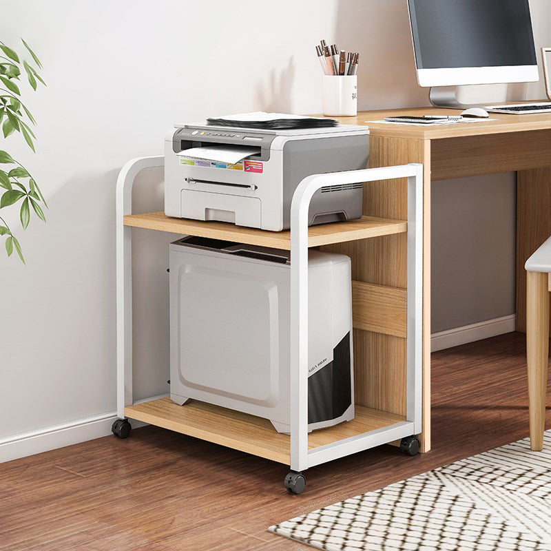 Industrial Style Wooden Bookshelf Open Home Shelf Bookcase with Caster Wheels