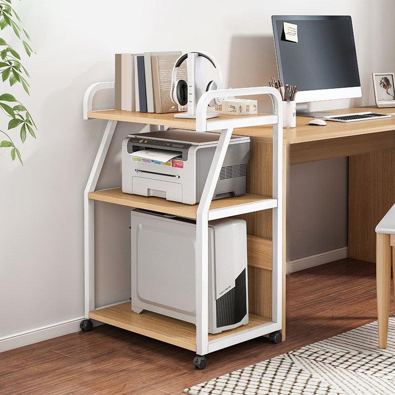 Industrial Style Wooden Bookshelf Open Home Shelf Bookcase with Caster Wheels