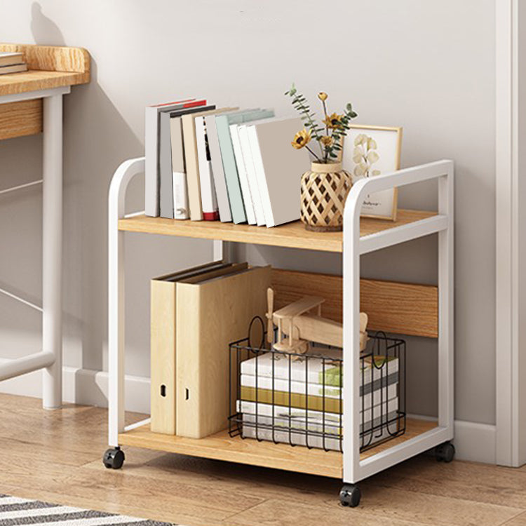 Industrial Style Wooden Bookshelf Open Home Shelf Bookcase with Caster Wheels