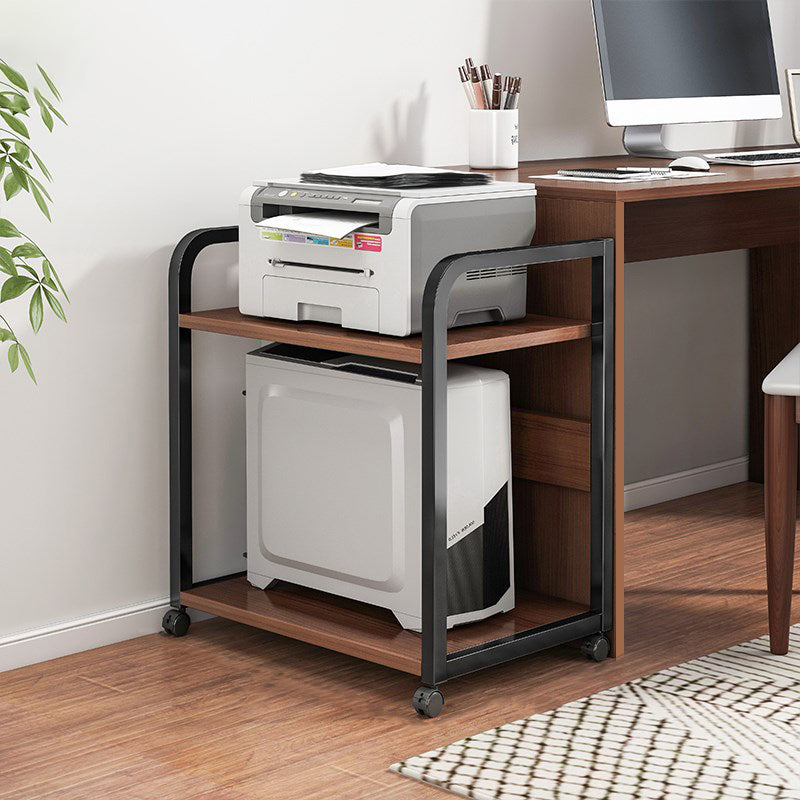 Industrial Style Wooden Bookshelf Open Home Shelf Bookcase with Caster Wheels