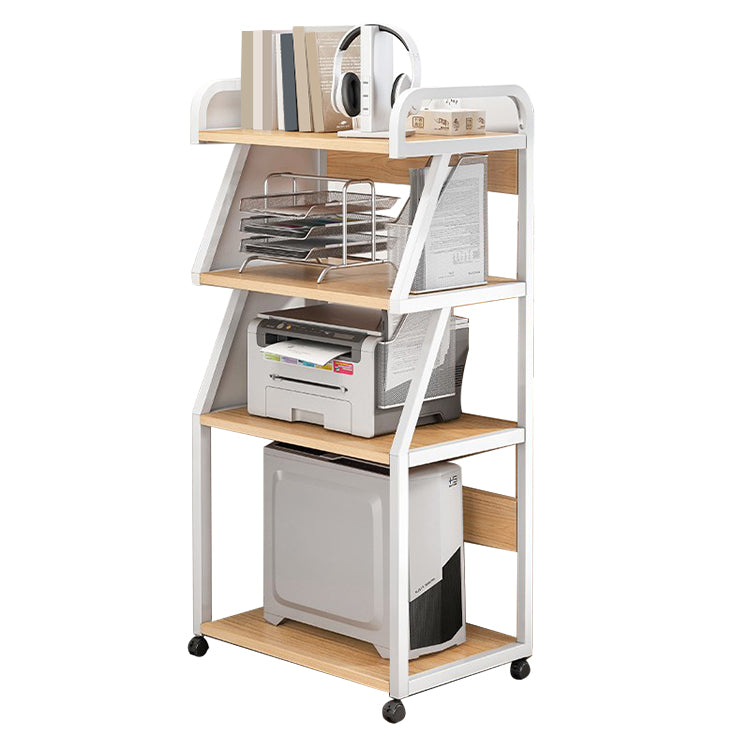 Industrial Style Wooden Bookshelf Open Home Shelf Bookcase with Caster Wheels