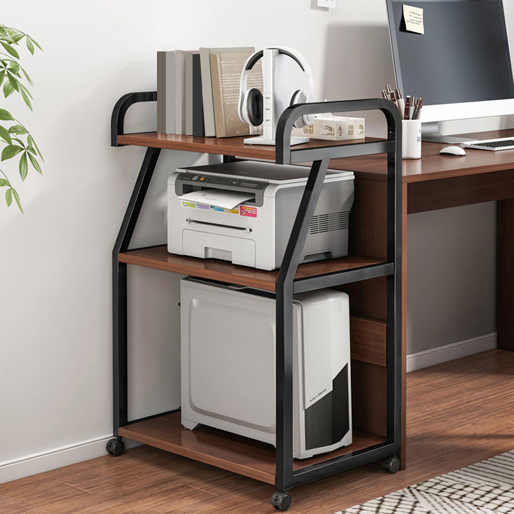 Industrial Style Wooden Bookshelf Open Home Shelf Bookcase with Caster Wheels