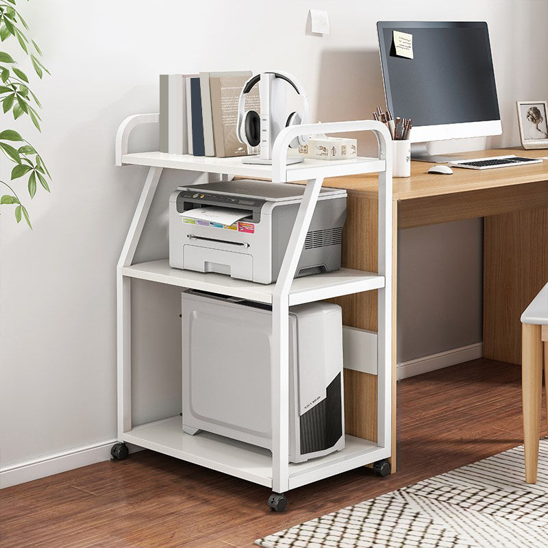 Industrial Style Wooden Bookshelf Open Home Shelf Bookcase with Caster Wheels
