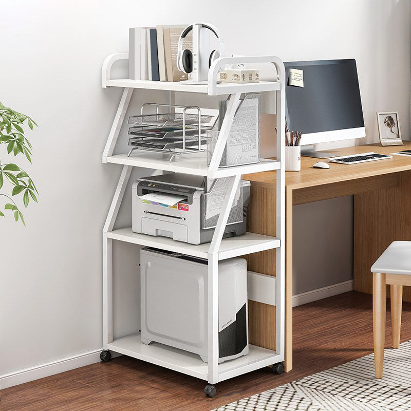 Industrial Style Wooden Bookshelf Open Home Shelf Bookcase with Caster Wheels