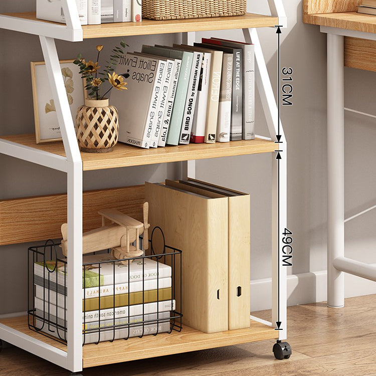 Industrial Style Wooden Bookshelf Open Home Shelf Bookcase with Caster Wheels