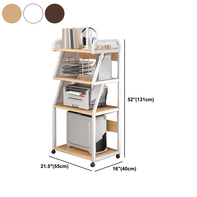 Industrial Style Wooden Bookshelf Open Home Shelf Bookcase with Caster Wheels