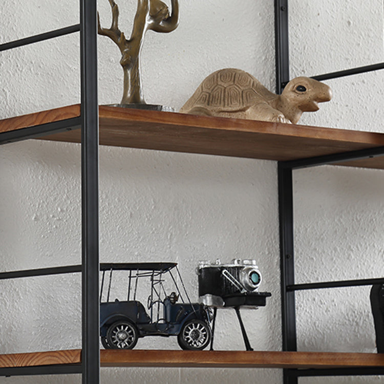 Wall Mounted Industrial Bookshelf Iron Frame Pine Wood Bookshelf for Bedroom