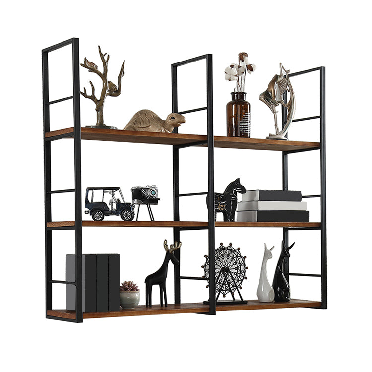 Wall Mounted Industrial Bookshelf Iron Frame Pine Wood Bookshelf for Bedroom