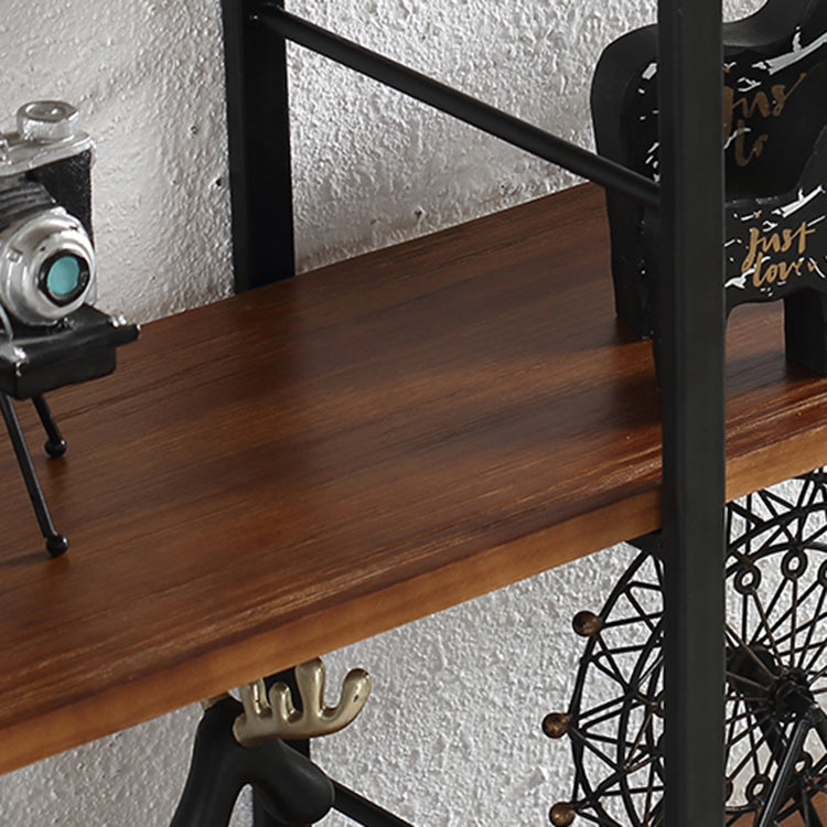 Wall Mounted Industrial Bookshelf Iron Frame Pine Wood Bookshelf for Bedroom