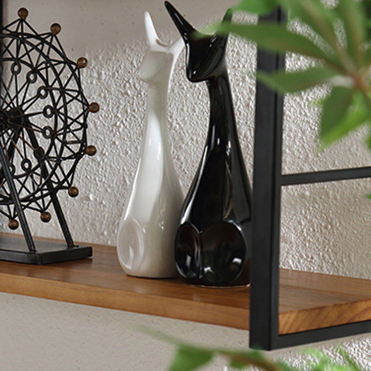 Wall Mounted Industrial Bookshelf Iron Frame Pine Wood Bookshelf for Bedroom