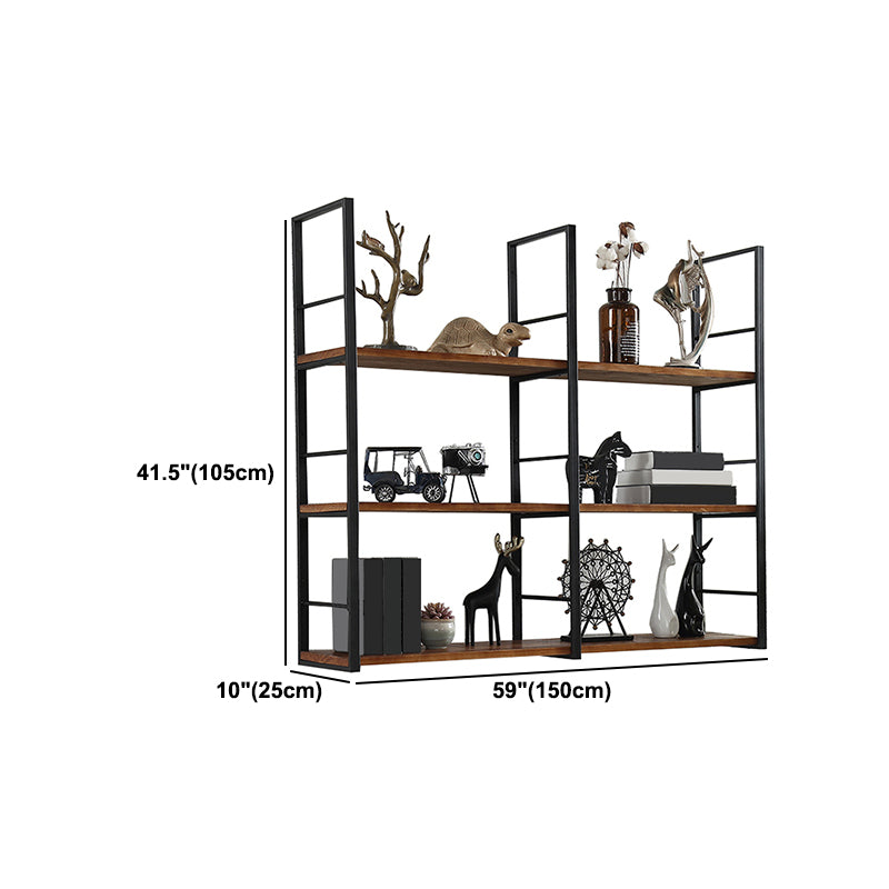 Wall Mounted Industrial Bookshelf Iron Frame Pine Wood Bookshelf for Bedroom