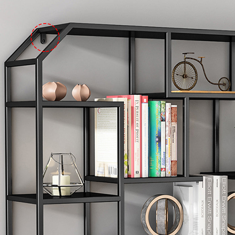 Industrial Iron Bookshelf Wall Mounted Bookshelf for Office and Family Living Room