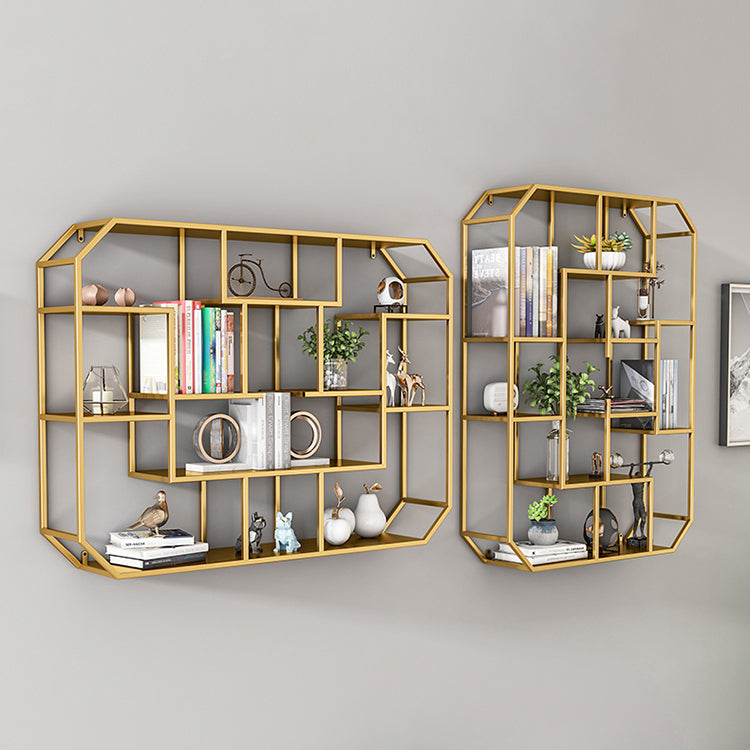 Industrial Iron Bookshelf Wall Mounted Bookshelf for Office and Family Living Room