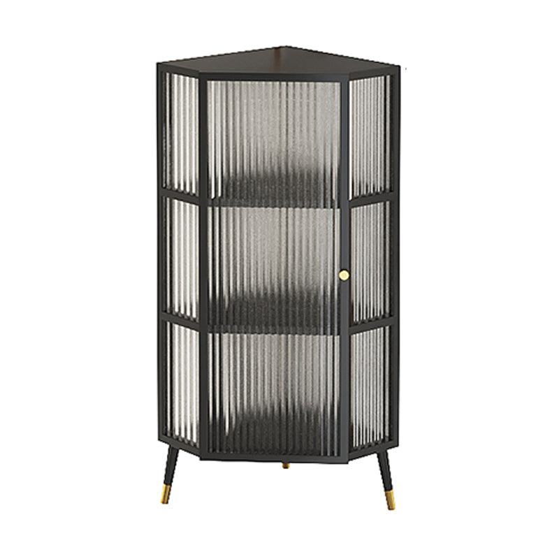 Dining Room Minimalism Buffet Server Glass Door Metal Frame Dining Server