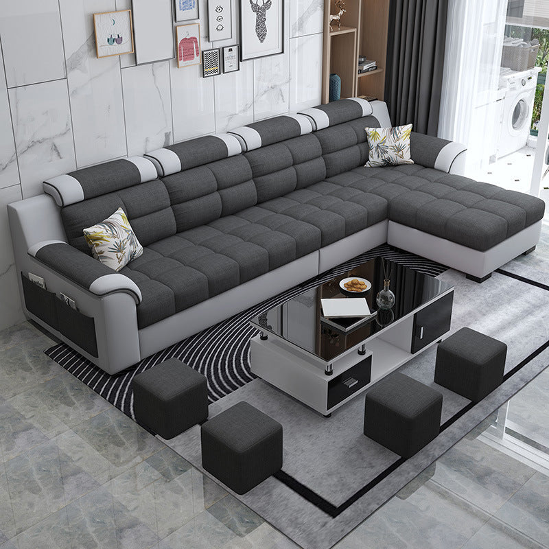 Sewn Pillow Back Sofa with Ottoman Included and Storage for Four People