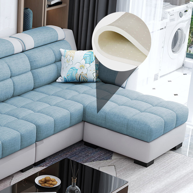 Sewn Pillow Back Sofa with Ottoman Included and Storage for Four People