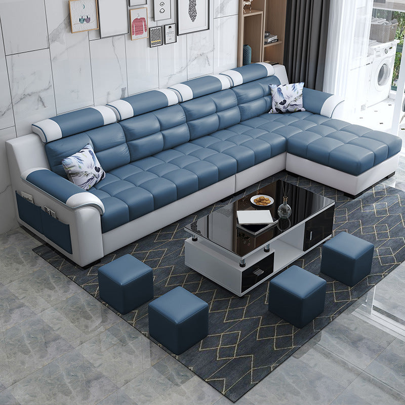 Sewn Pillow Back Sofa with Ottoman Included and Storage for Four People