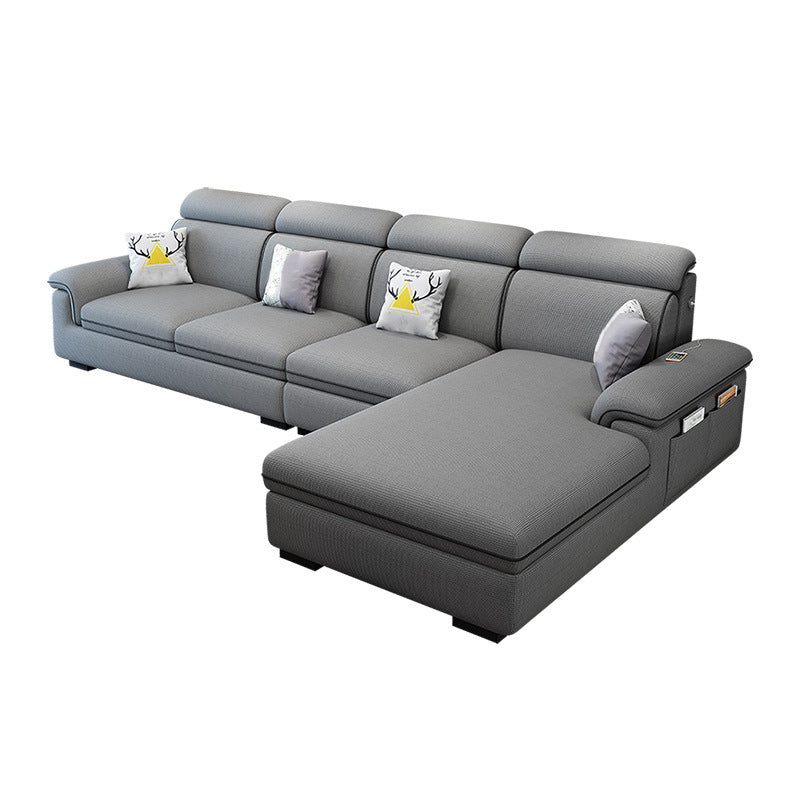 Scandinavian 4-Seater Sectional with Pillow Top Arm and Storage