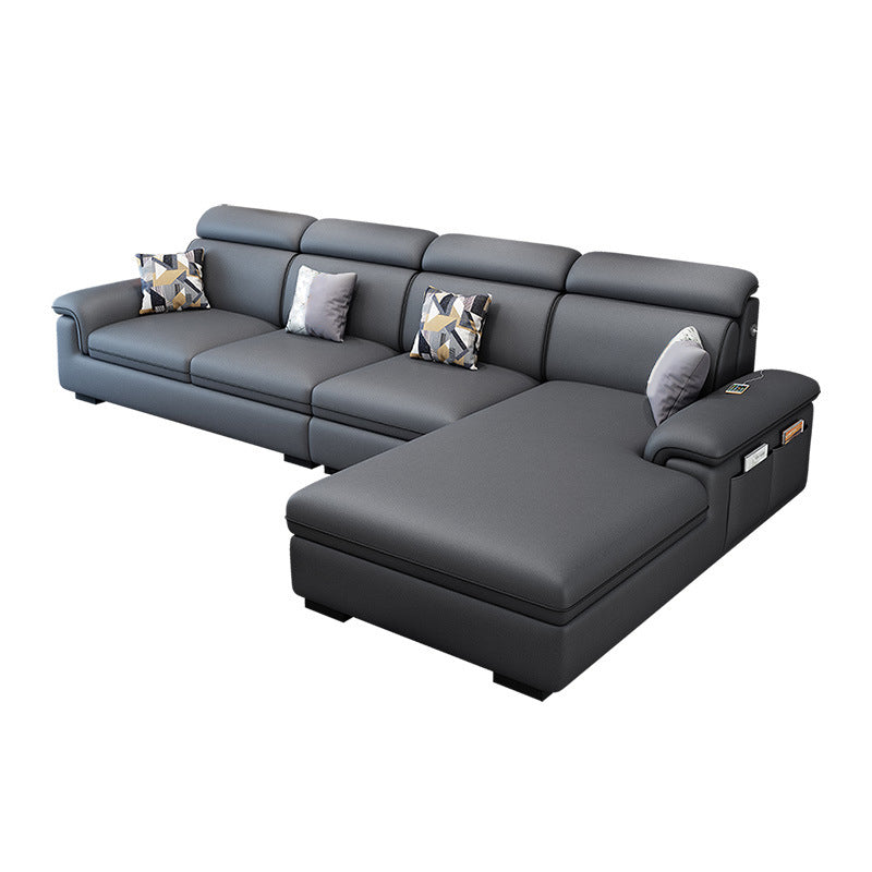 Scandinavian 4-Seater Sectional with Pillow Top Arm and Storage