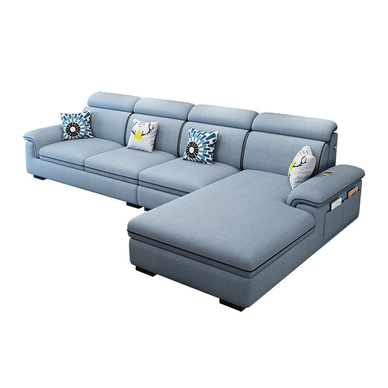Scandinavian 4-Seater Sectional with Pillow Top Arm and Storage