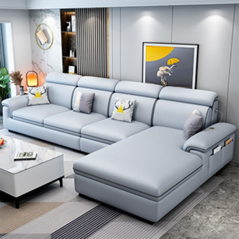 Scandinavian 4-Seater Sectional with Pillow Top Arm and Storage