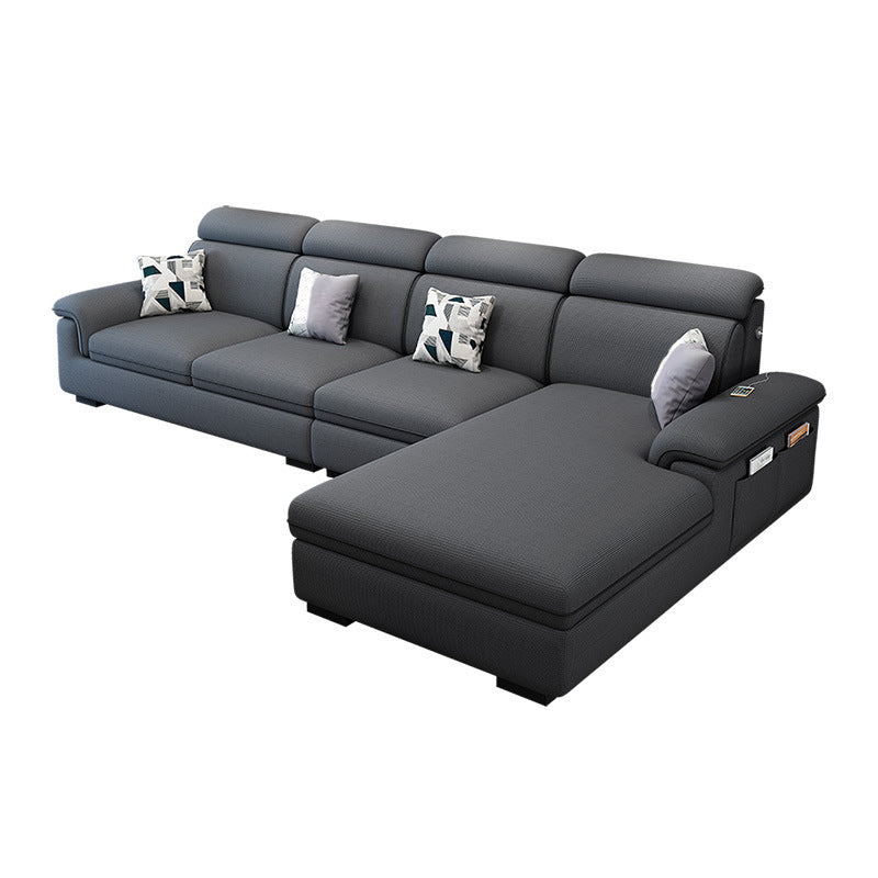 Scandinavian 4-Seater Sectional with Pillow Top Arm and Storage