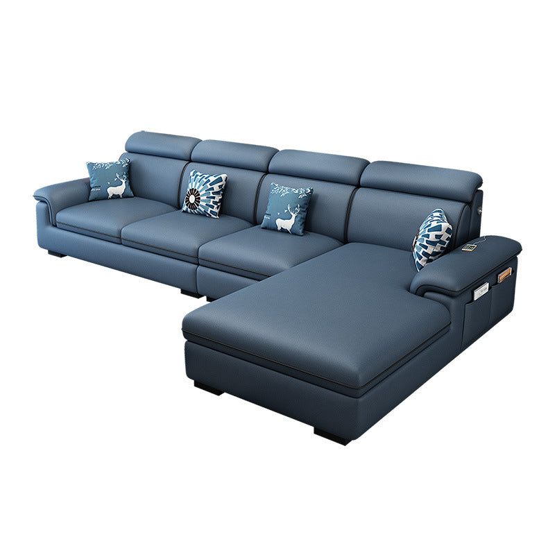 Scandinavian 4-Seater Sectional with Pillow Top Arm and Storage