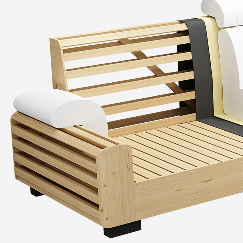 Scandinavian 4-Seater Sectional with Pillow Top Arm and Storage