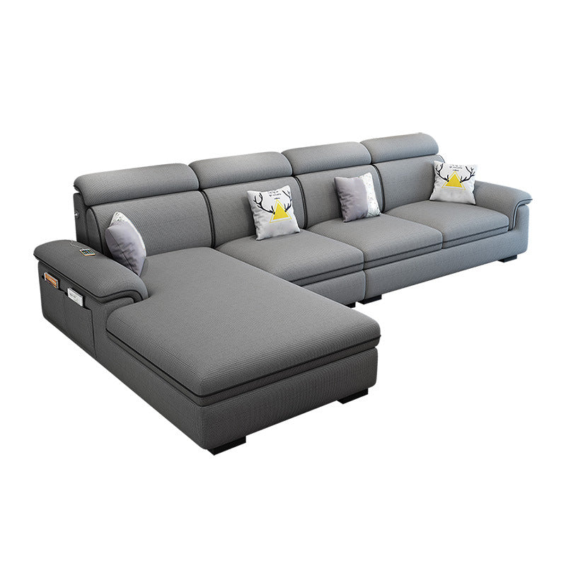 Scandinavian 4-Seater Sectional with Pillow Top Arm and Storage