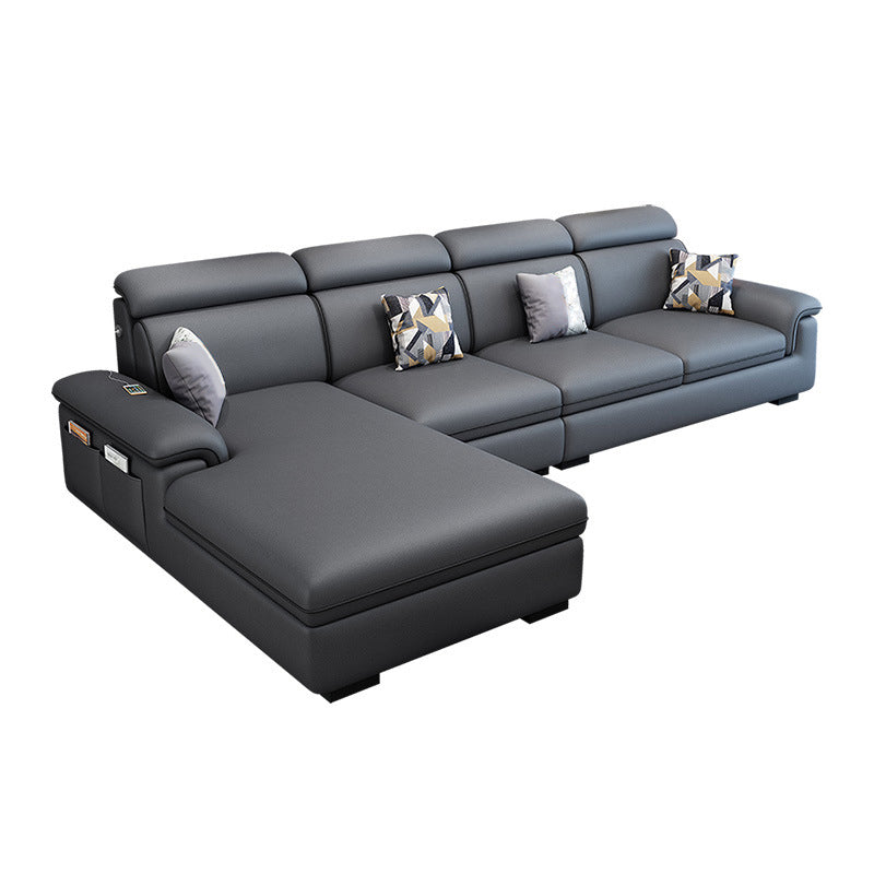 Scandinavian 4-Seater Sectional with Pillow Top Arm and Storage