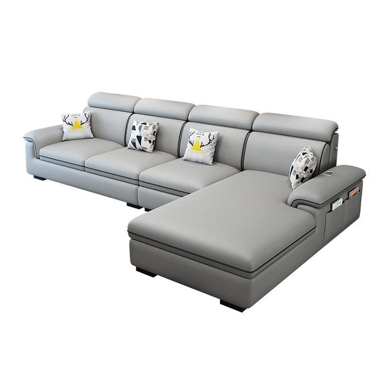 Scandinavian 4-Seater Sectional with Pillow Top Arm and Storage