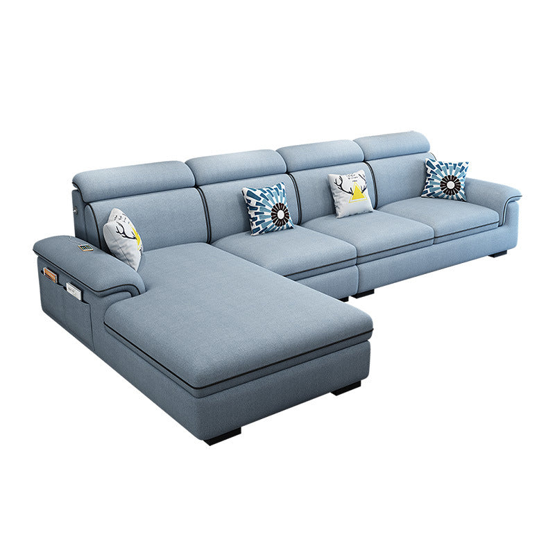 Scandinavian 4-Seater Sectional with Pillow Top Arm and Storage