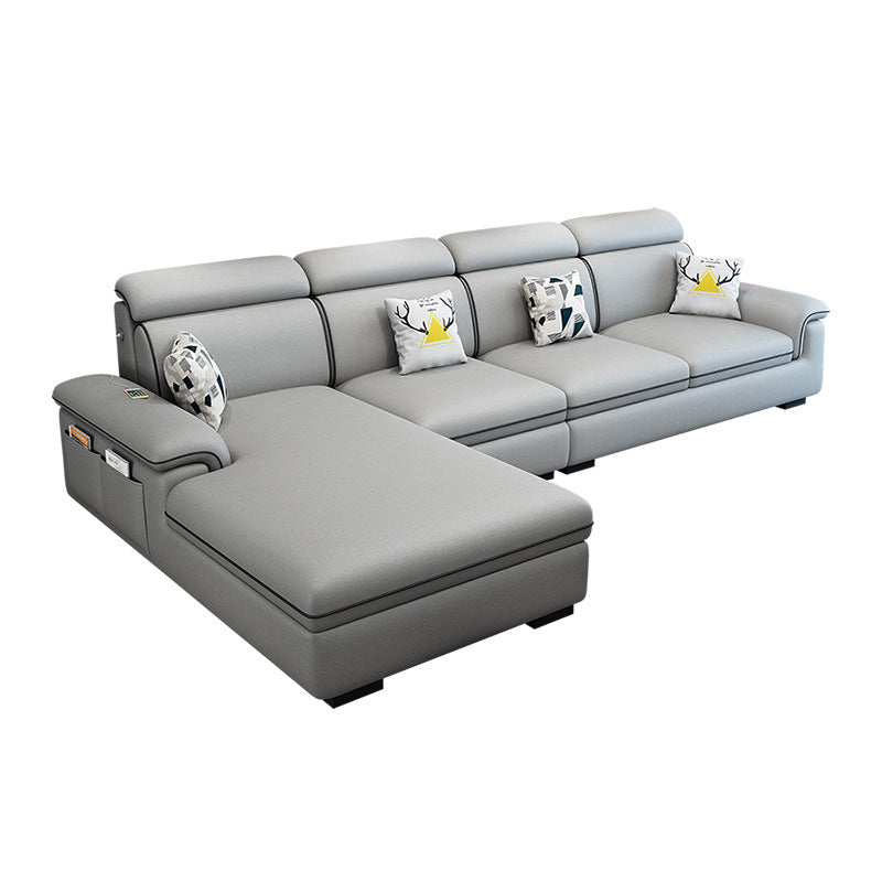 Scandinavian 4-Seater Sectional with Pillow Top Arm and Storage