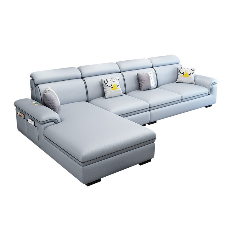 Scandinavian 4-Seater Sectional with Pillow Top Arm and Storage