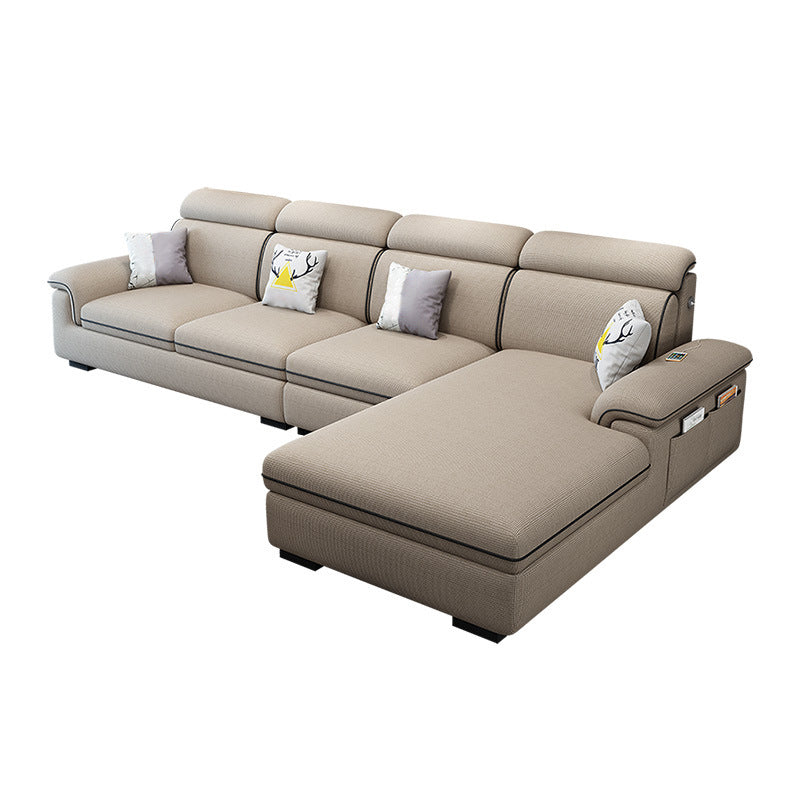 Scandinavian 4-Seater Sectional with Pillow Top Arm and Storage