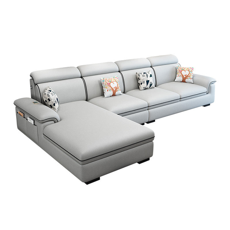 Scandinavian 4-Seater Sectional with Pillow Top Arm and Storage