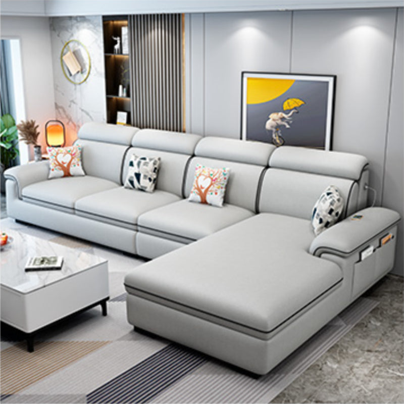 Scandinavian 4-Seater Sectional with Pillow Top Arm and Storage