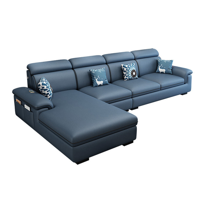 Scandinavian 4-Seater Sectional with Pillow Top Arm and Storage