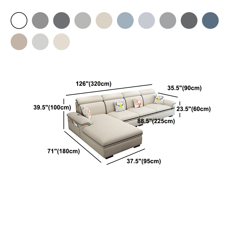 Scandinavian 4-Seater Sectional with Pillow Top Arm and Storage
