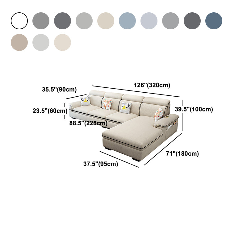 Scandinavian 4-Seater Sectional with Pillow Top Arm and Storage
