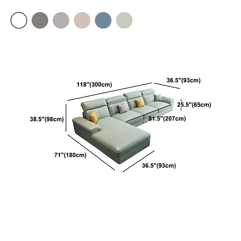 Faux Leather Cushion Back Sectional with Pillow Top Arm for Four People