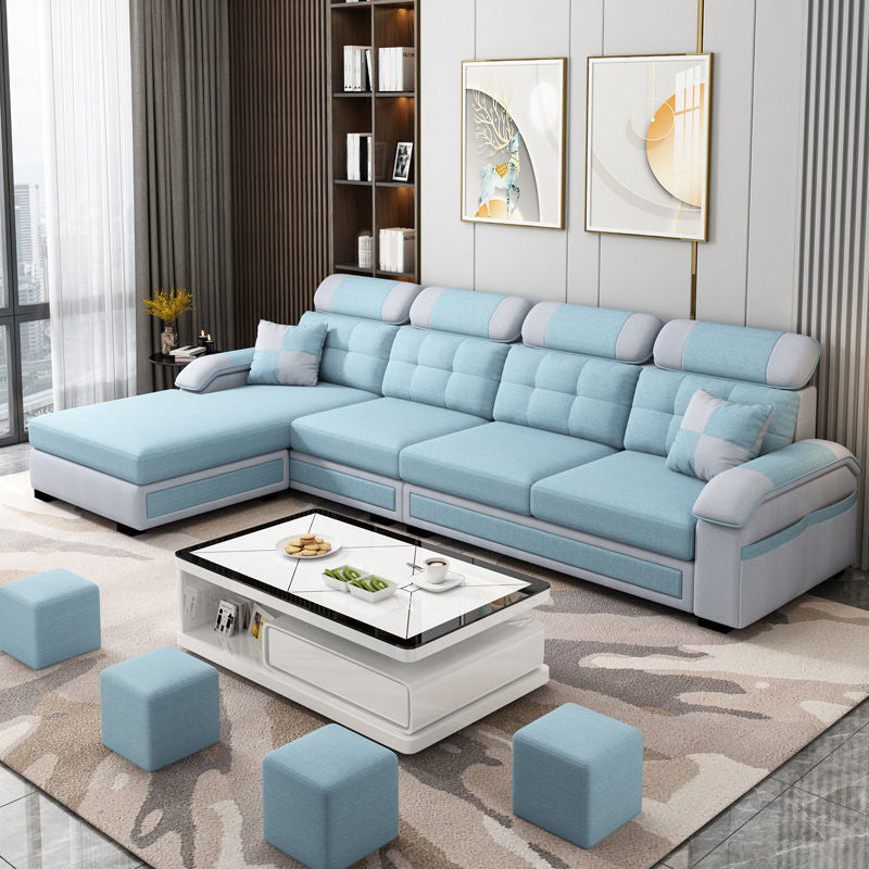 Scandinavian Pillow Top Arm Sectional with Tufted Back and Storage